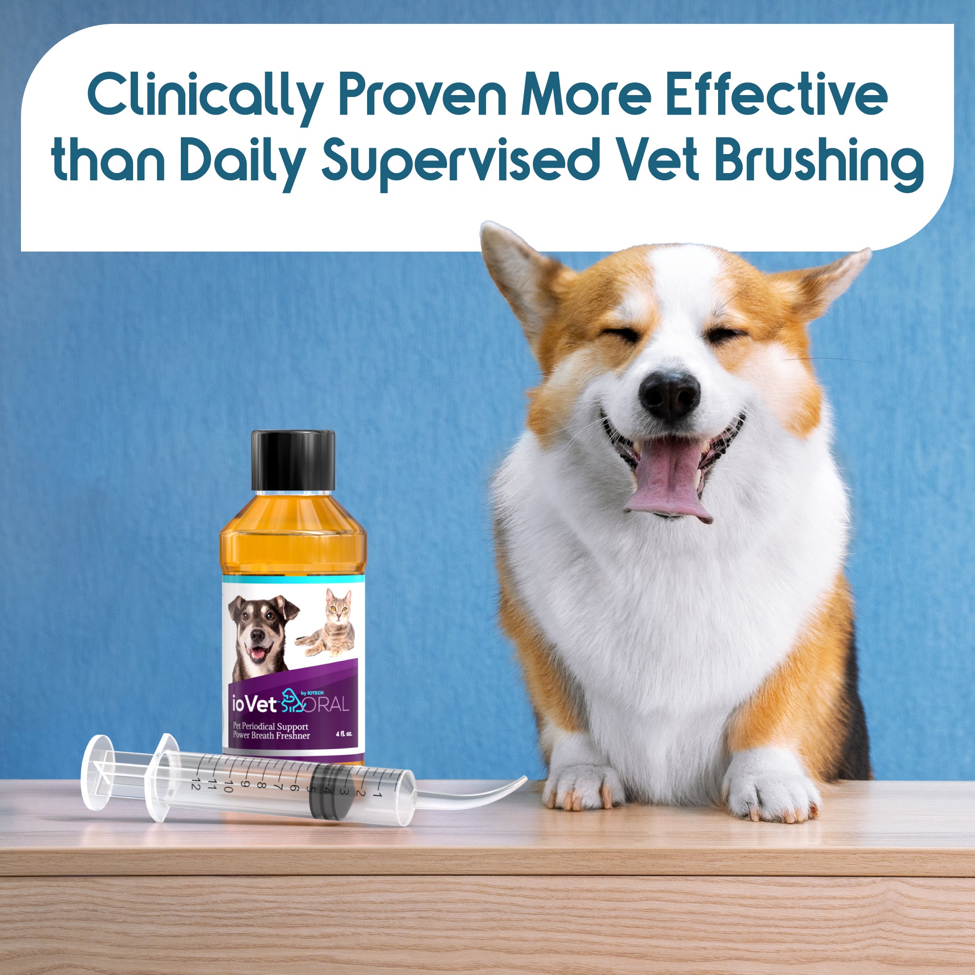 ioVet™ Oral - 4 oz bottle and a dispensing syringe
