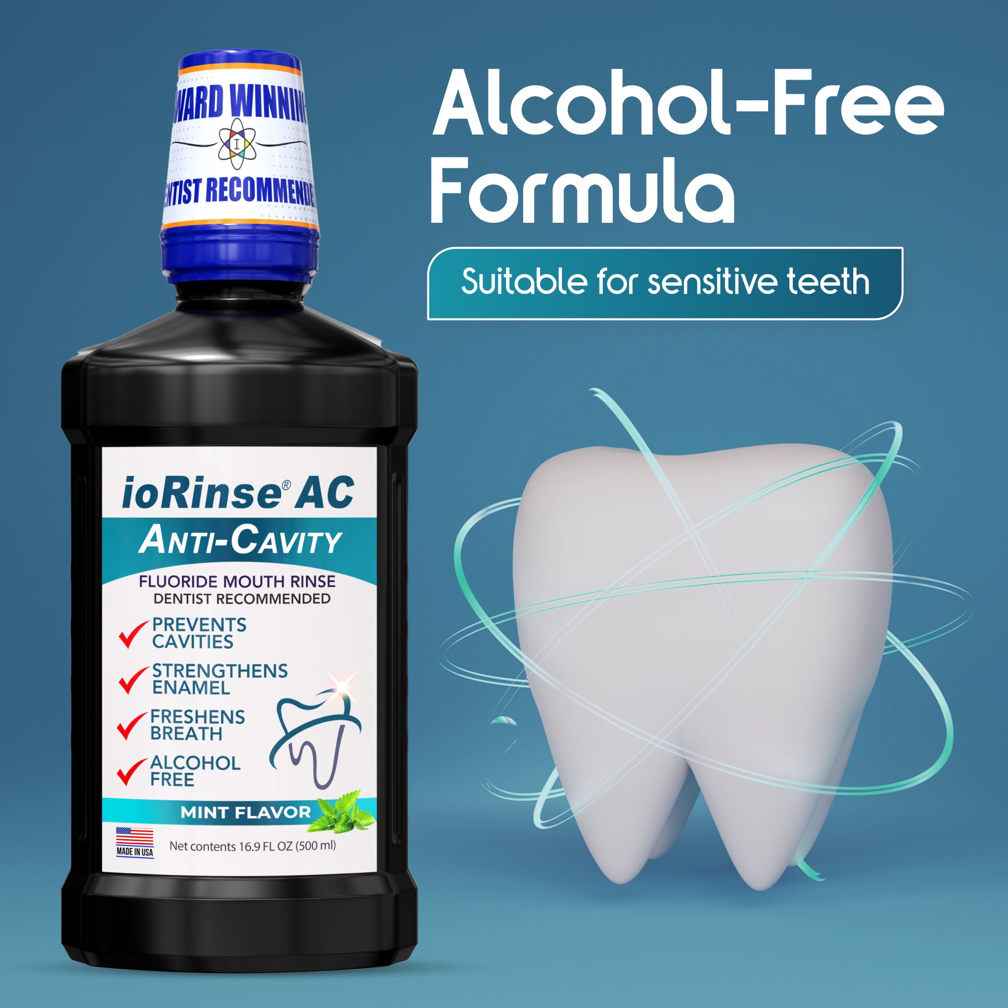ioRinse AC - Anti-Cavity Oral Rinse 16 oz Bottle