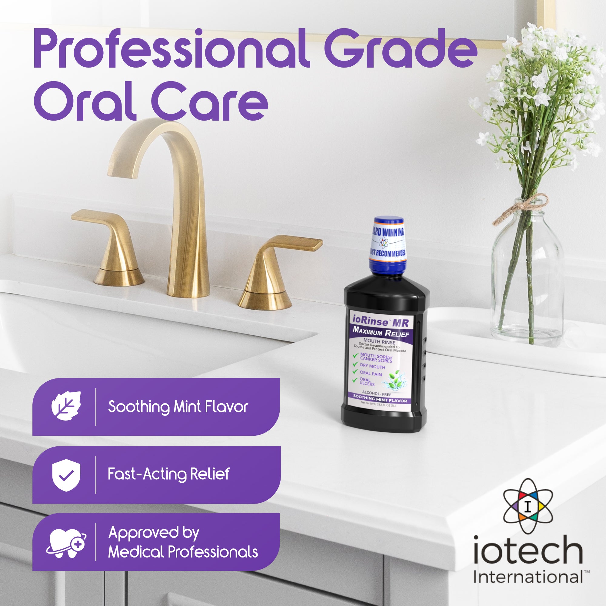 ioRinse MR - Maximum Relief Oral Rinse - 1 liter bottle