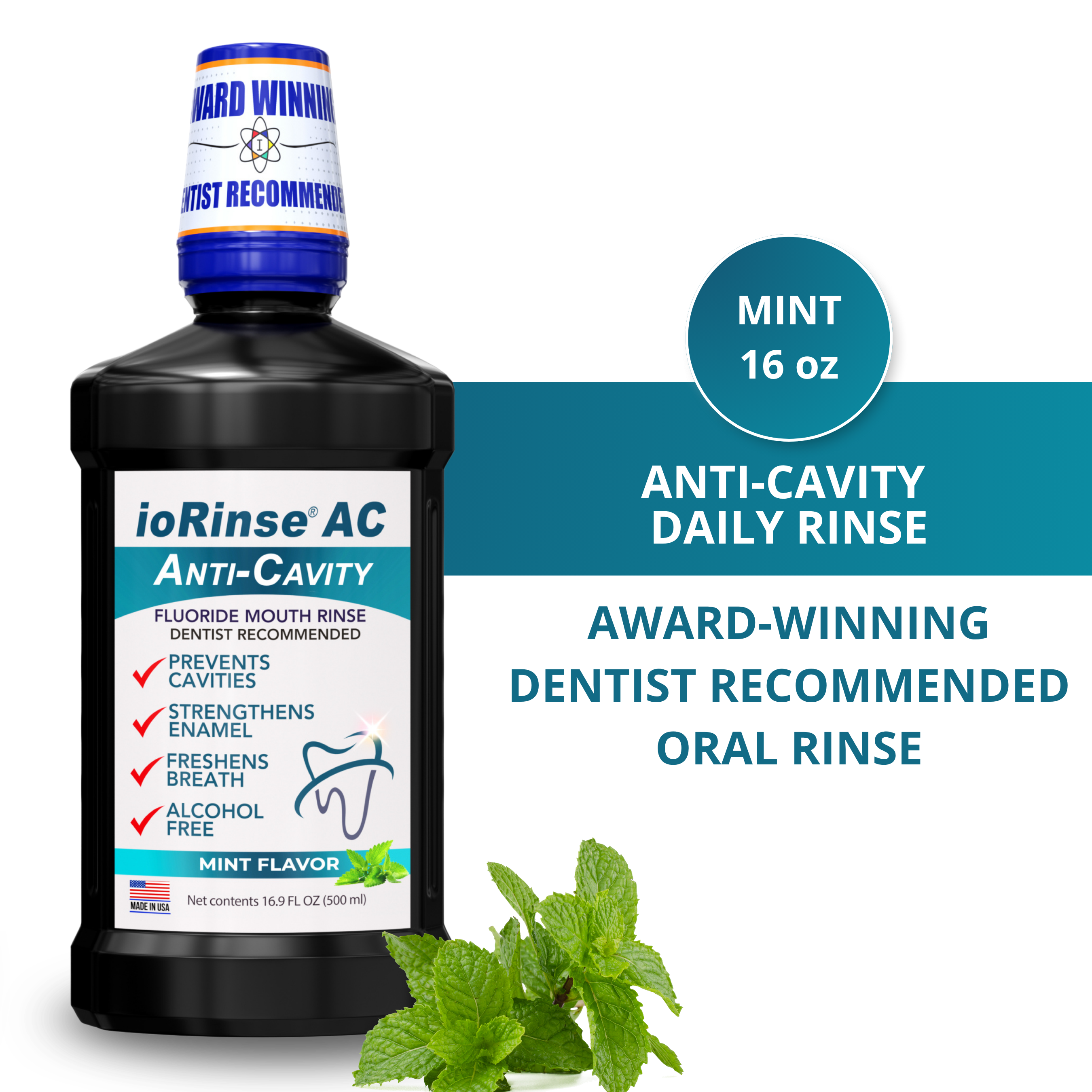 ioRinse AC - Anti-Cavity Oral Rinse 16 oz Bottle