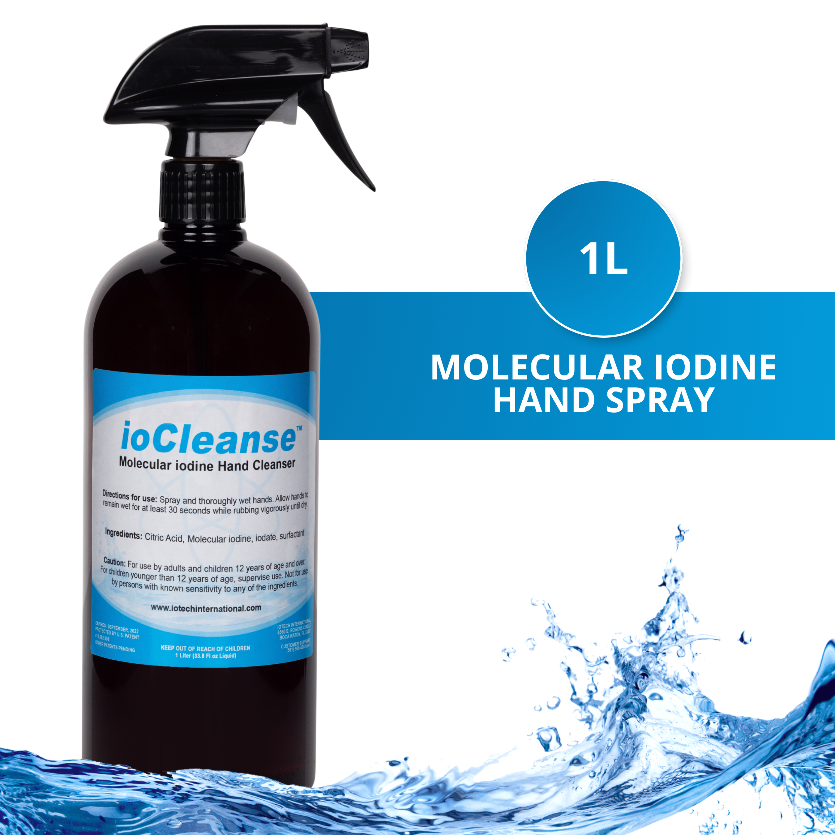 ioCleanse™ Hand Cleanser - 1 liter bottle plus sprayer