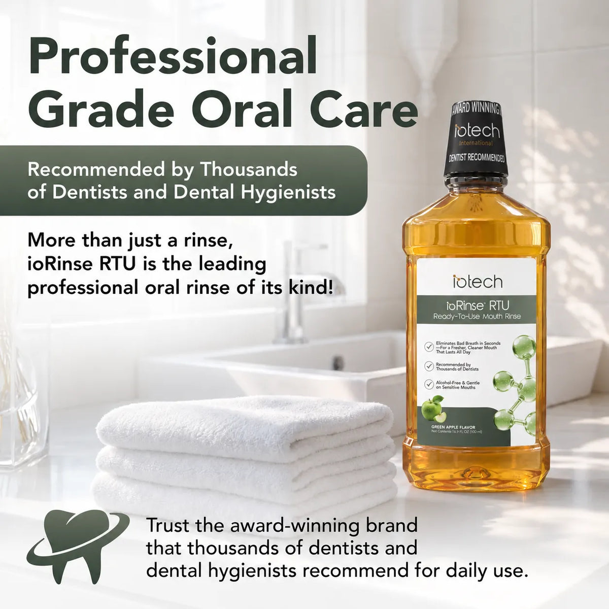 ioRinse™ RTU Ready-To-Use Mouth Rinse Green Apple - 500ml