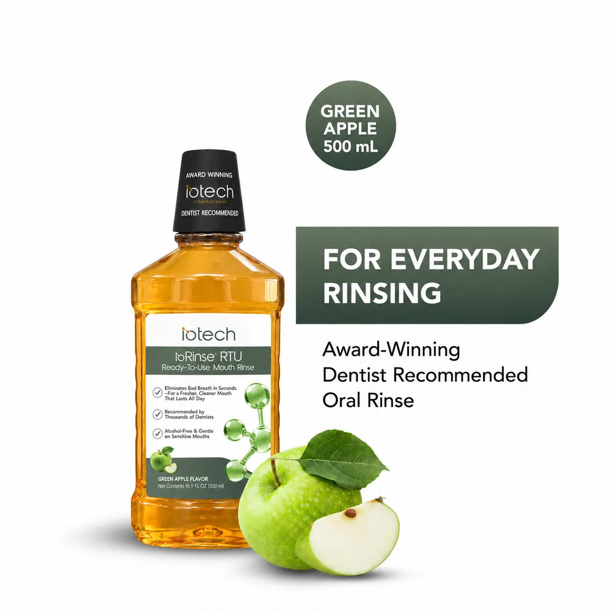 ioRinse™ RTU Ready-To-Use Mouth Rinse Green Apple - 500ml