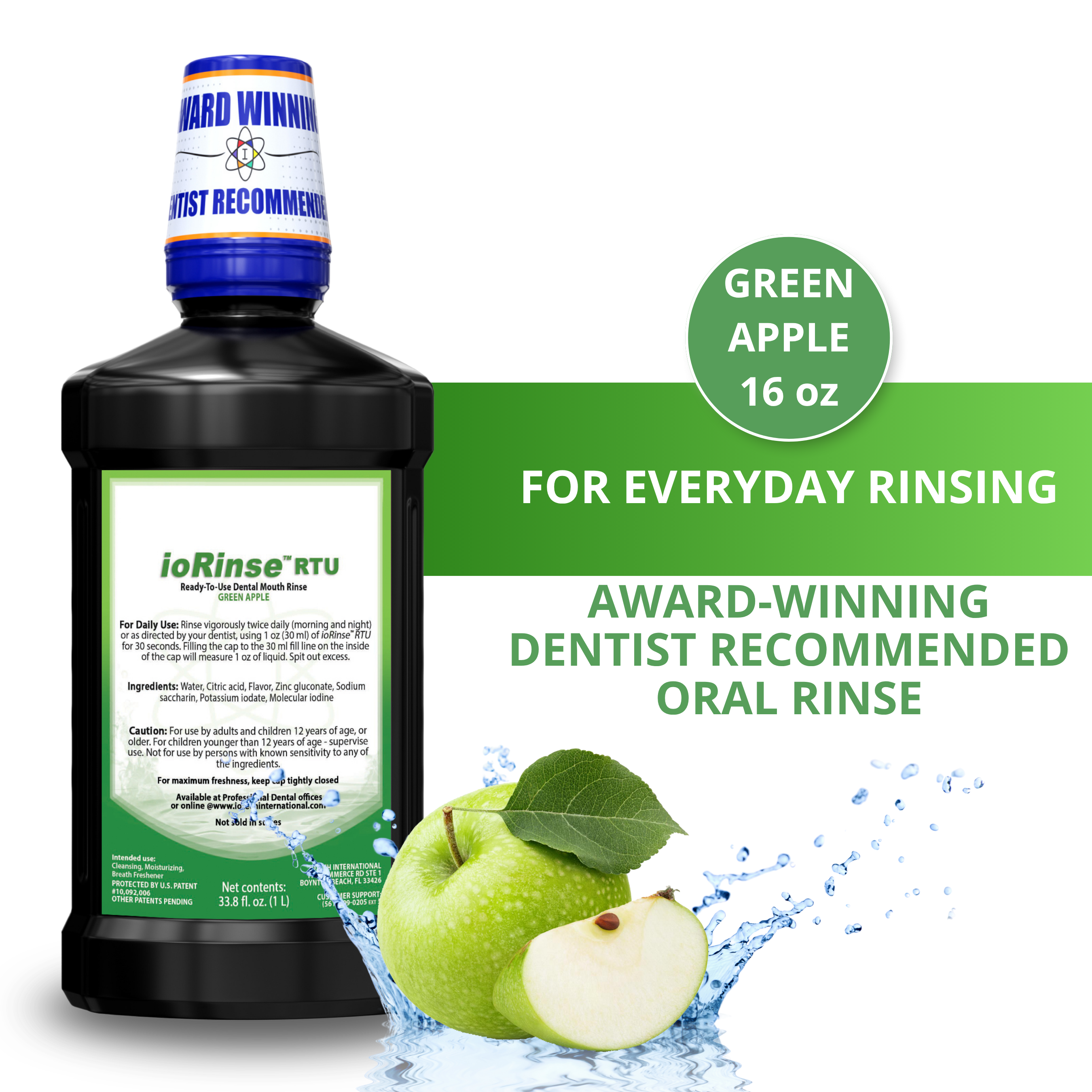 ioRinse™ RTU Ready-To-Use Green Apple - 16 oz - Case of 24