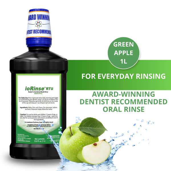 ioRinse™ RTU Ready-To-Use Mouth Rinse - Green-Apple - 1 L - Case of 12