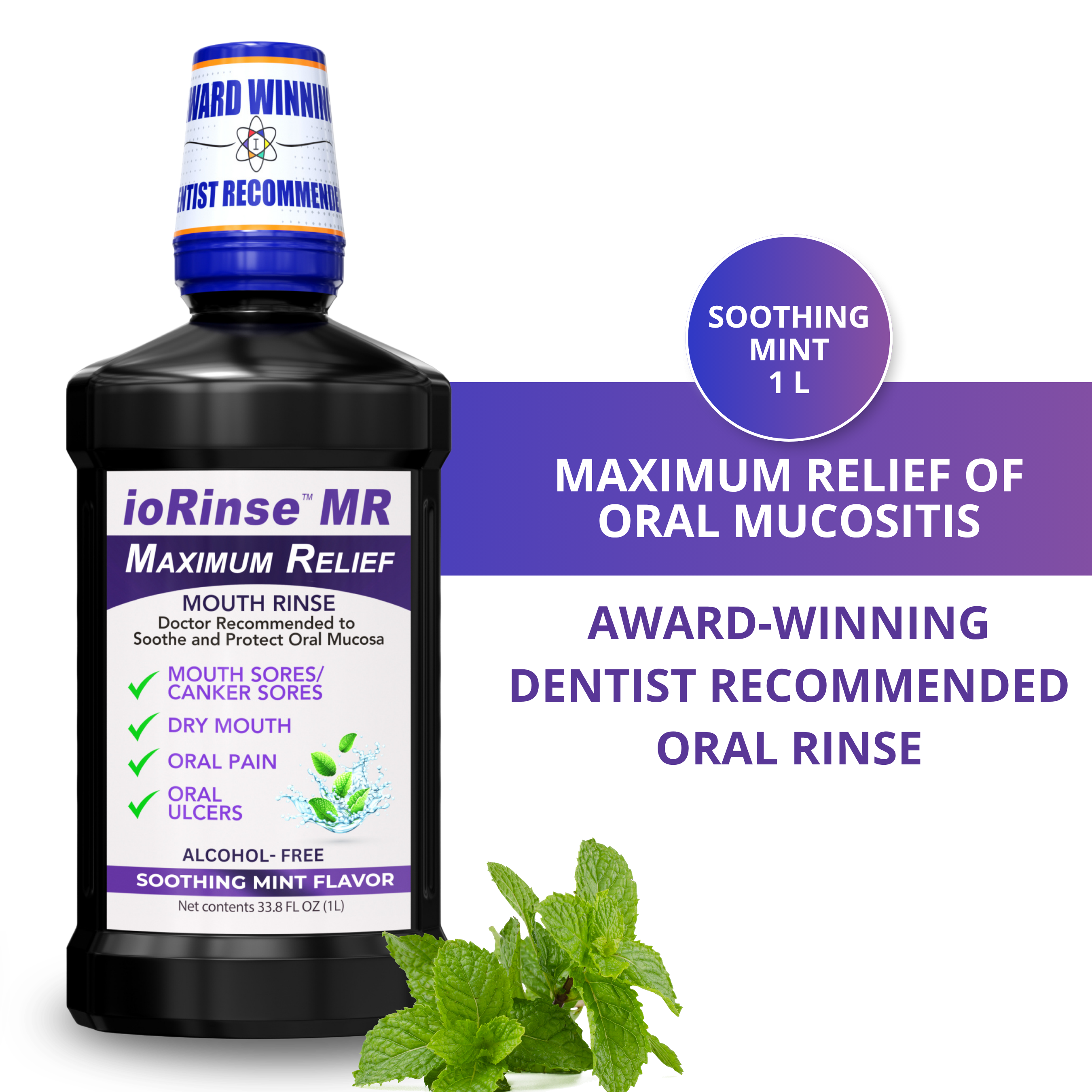 ioRinse MR - Maximum Relief Oral Rinse - 1 liter bottle