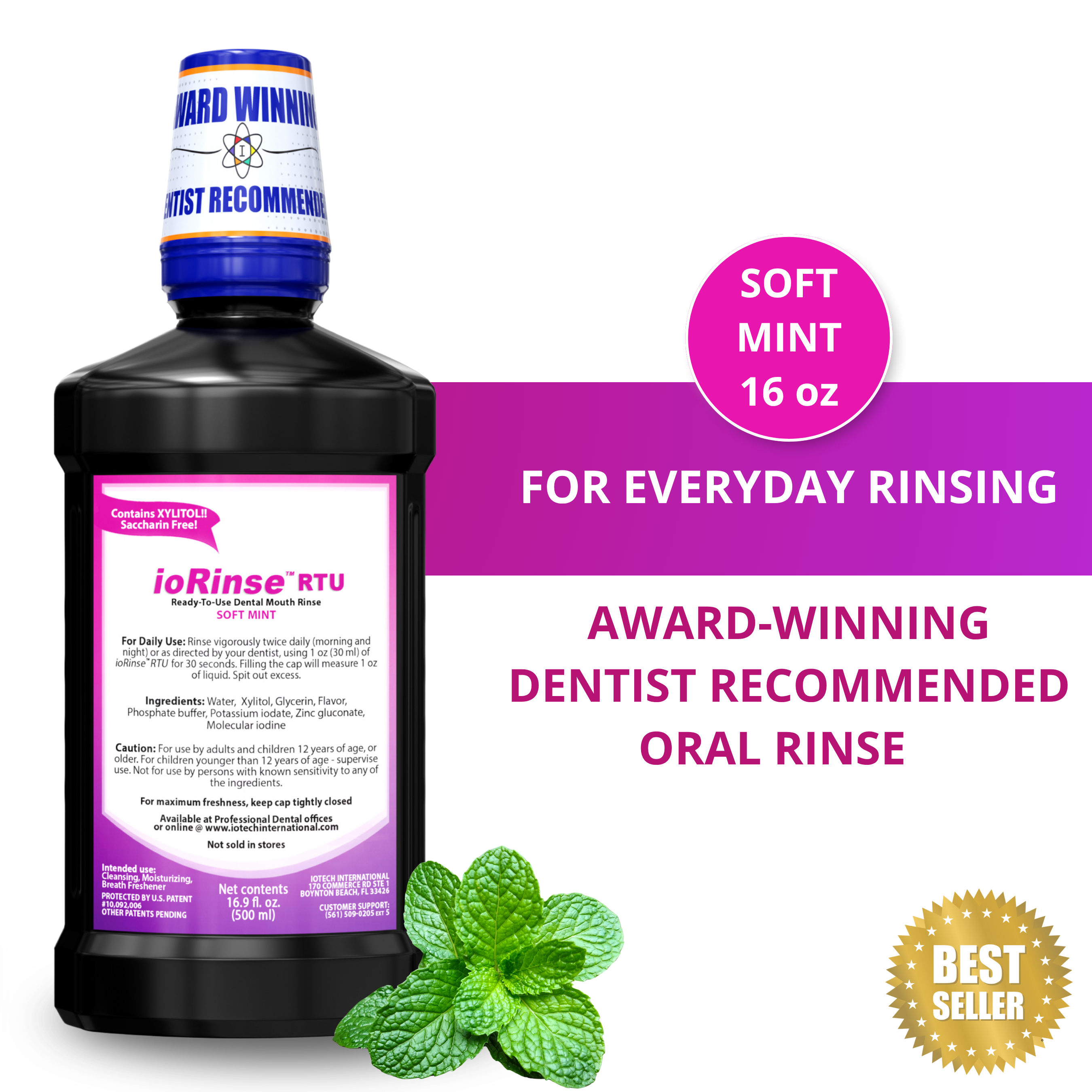 ioRinse™ RTU Ready-To-Use Soft Mint - 16 oz bottle