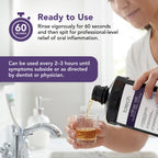 Pouring ioRinse MR into a cup: ready to use, rinse for 60 seconds, every 2 to 3 hours as directed