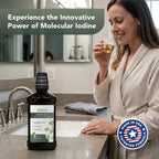 Woman rinsing with ioRinse RTU Green Apple: experience the innovative power of molecular iodine