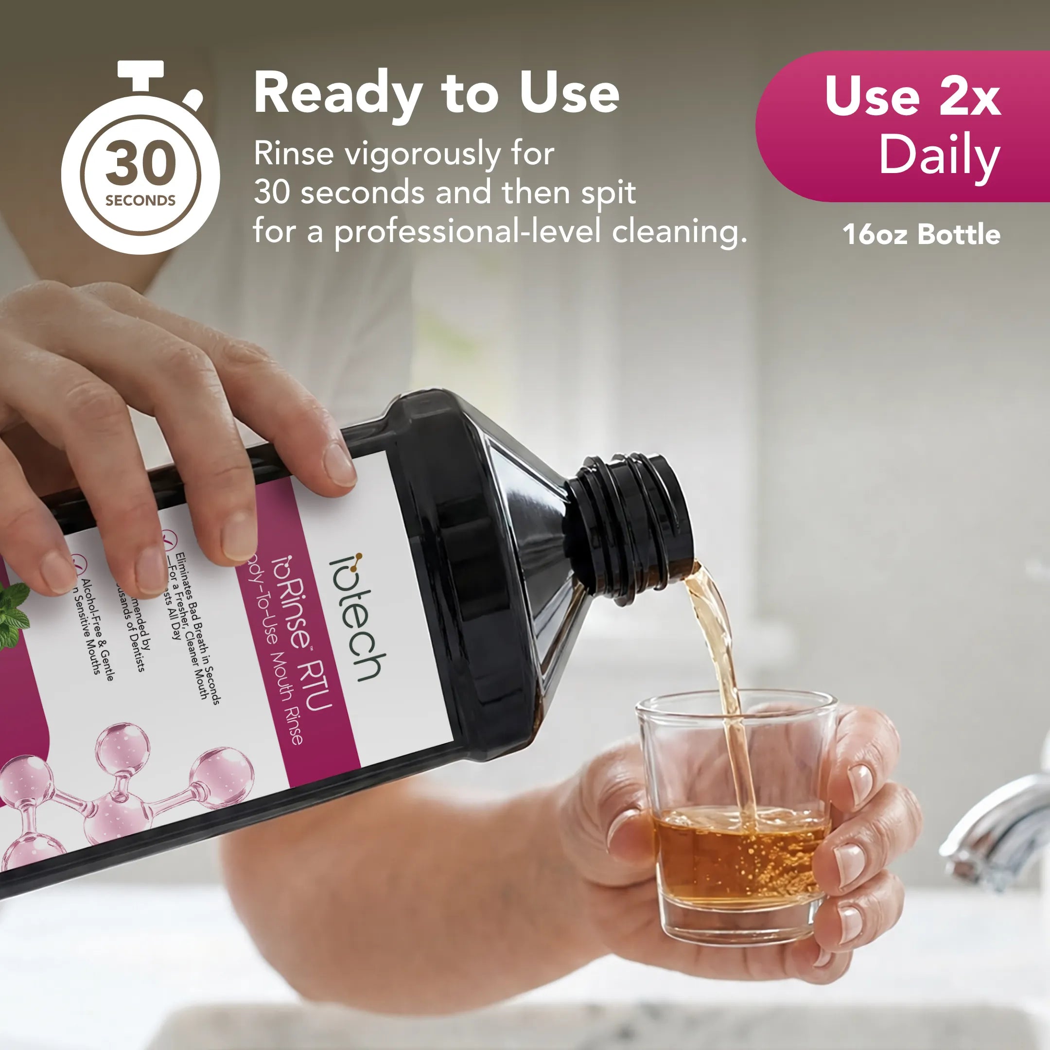 ioRinse™ RTU Ready-To-Use Mouth Rinse - Soft Mint - 1L or 16oz