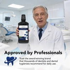 Dentist holding ioRinse Ultra in a dental office: approved by professionals