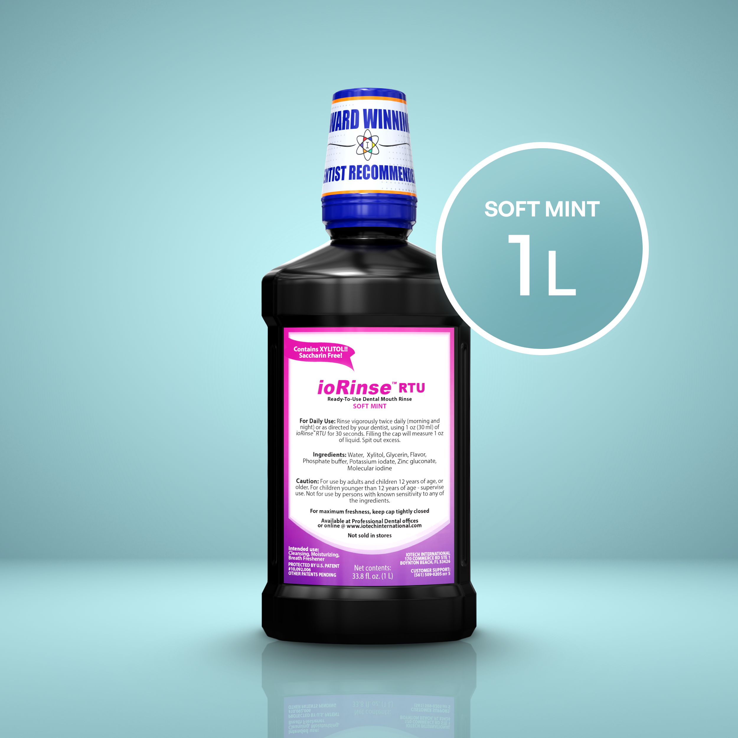 ioRinse™ RTU Ready-To-Use Mouth Rinse - Soft Mint - 1L Bottle