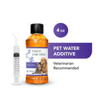 ioVet™Oral Pet Water Additive - 4 oz bottle and a dispensing syringe