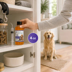 ioVet™Oral Pet Water Additive - 4 oz bottle and a dispensing syringe